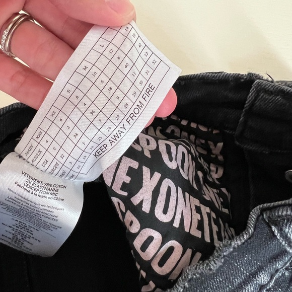 One Teaspoon Black Distressed High Waist Harlets Denim Shorts - Picture 8 of 8